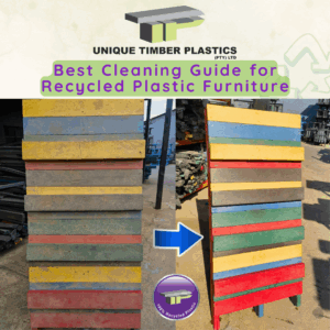 Care guide for recycled plastic furniture - easy cleaning & maintenance tips (Comparison between dirty recycled plastic plans and clean ones)