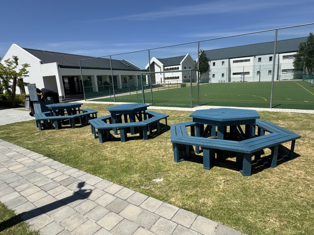 Recycled Plastic Outdoor Furniture in South Africa: The Complete Buyer's Guide (hex picnic tables at a school)